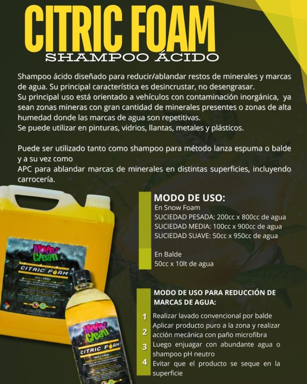 Citric Foam (Shampoo Ácido - Restos Minerales)